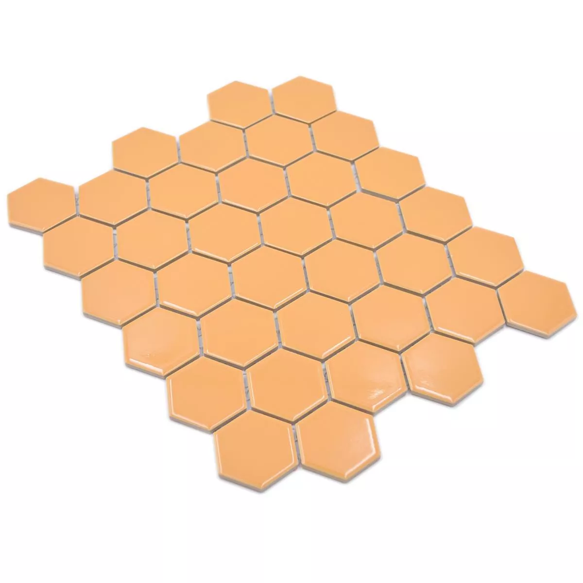 Muestra de Mosaico Cerámico Salomon Hexagonales Ocre Naranja H51
