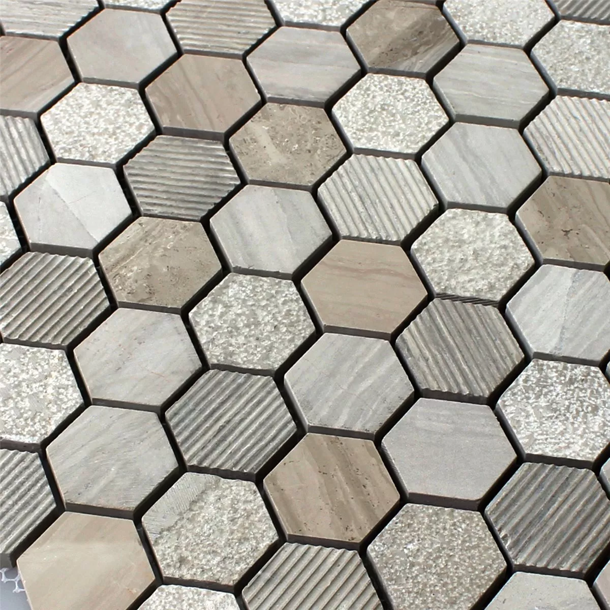 Mosaic Tiles Hexagon Natural Stone Mocca Brown