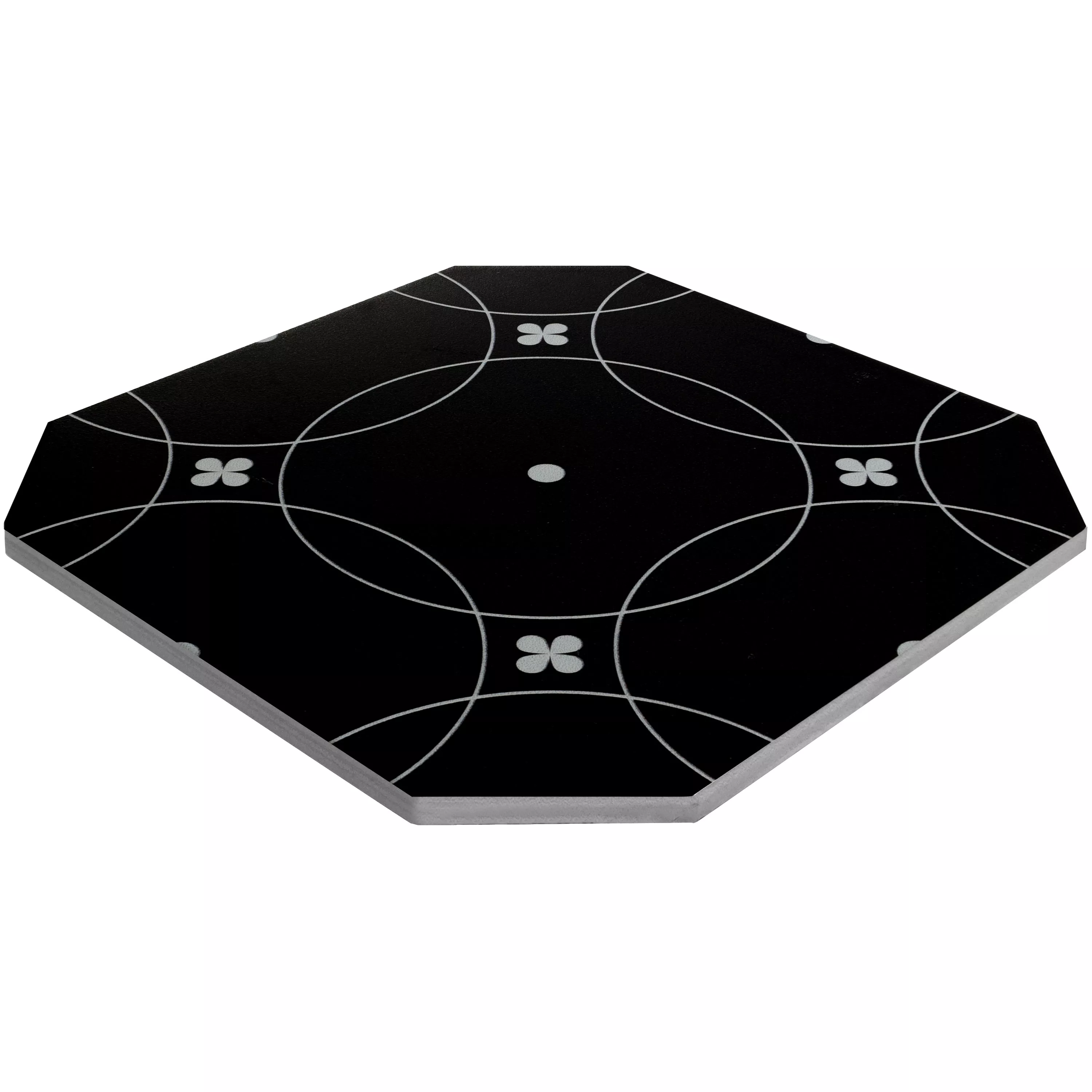 Πρότυπο από Πορσελάνινα Σκεύη Πλακάκια Genexia Μαύρος Ασπρο Decor 1 Οκτάγωνο 20x20cm