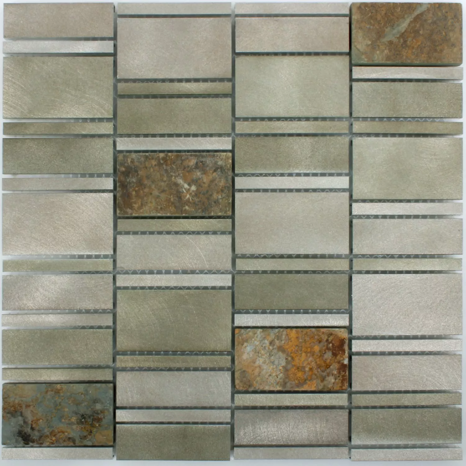 Mosaico Pietra Naturale Alluminio Avanti Marrone