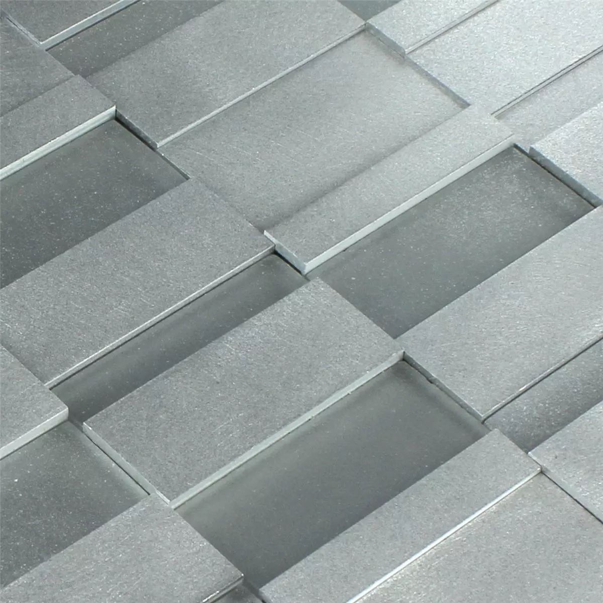 Model din Plăci De Mozaic Sticlă Metal Argint Mix