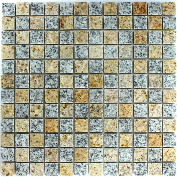 Granit Mosaik Fliser 23x23x8mm Gul Gra
