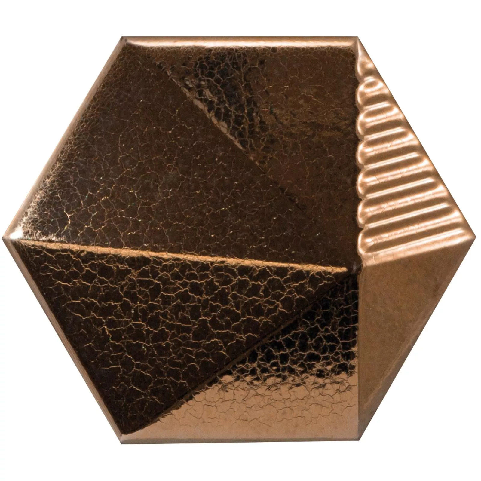 Wandfliesen Rockford 3D Hexagon 12,4x10,7cm Kupfer