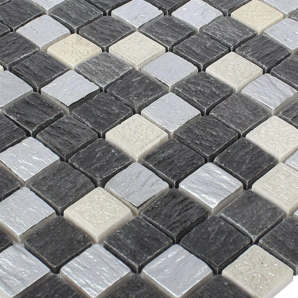 Mosaico De Vidro Ladrilhos De Pedra Natural Colicos Cinza Preto Prata