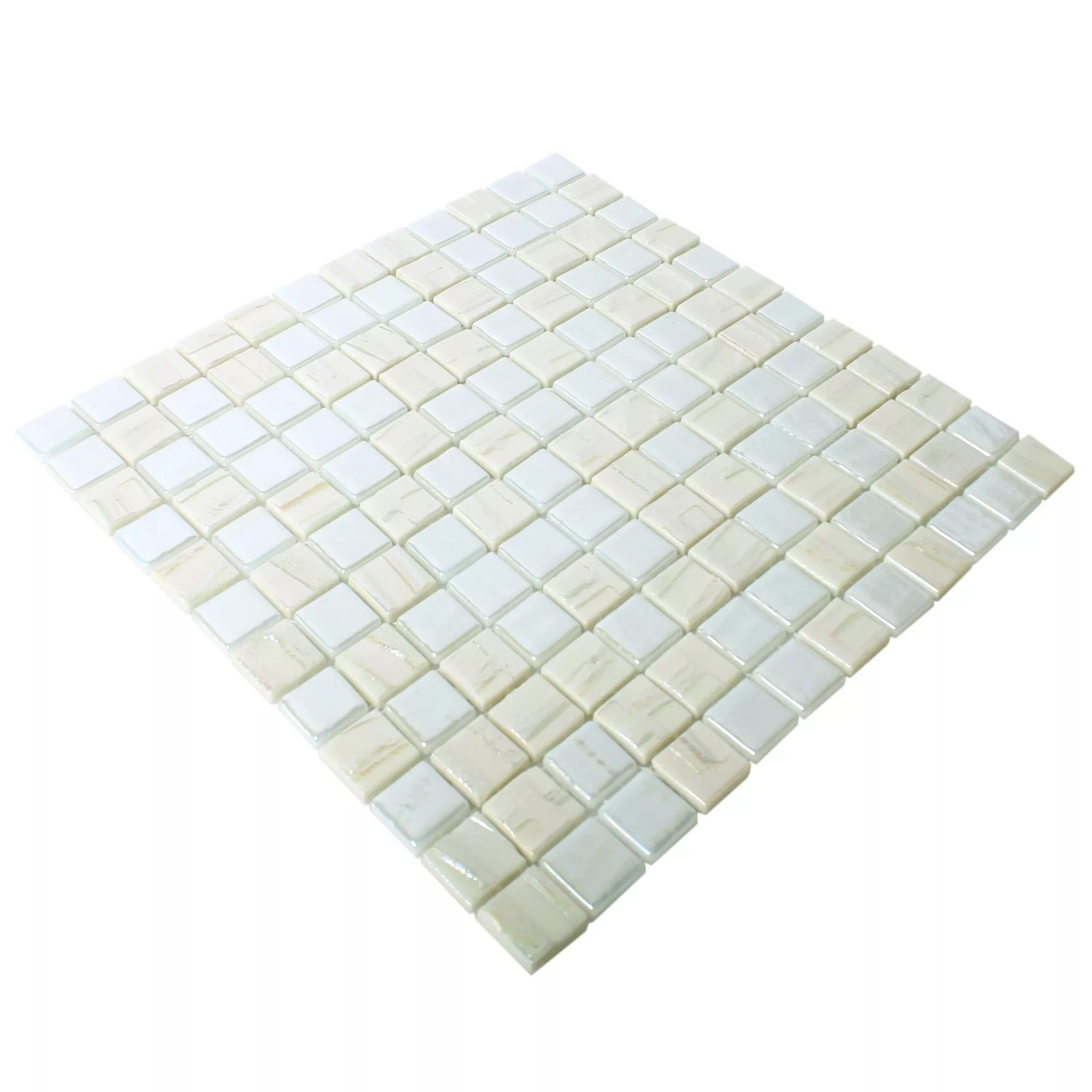 Padrão de Mosaico De Vidro Azulejos Presley Branco Metallic