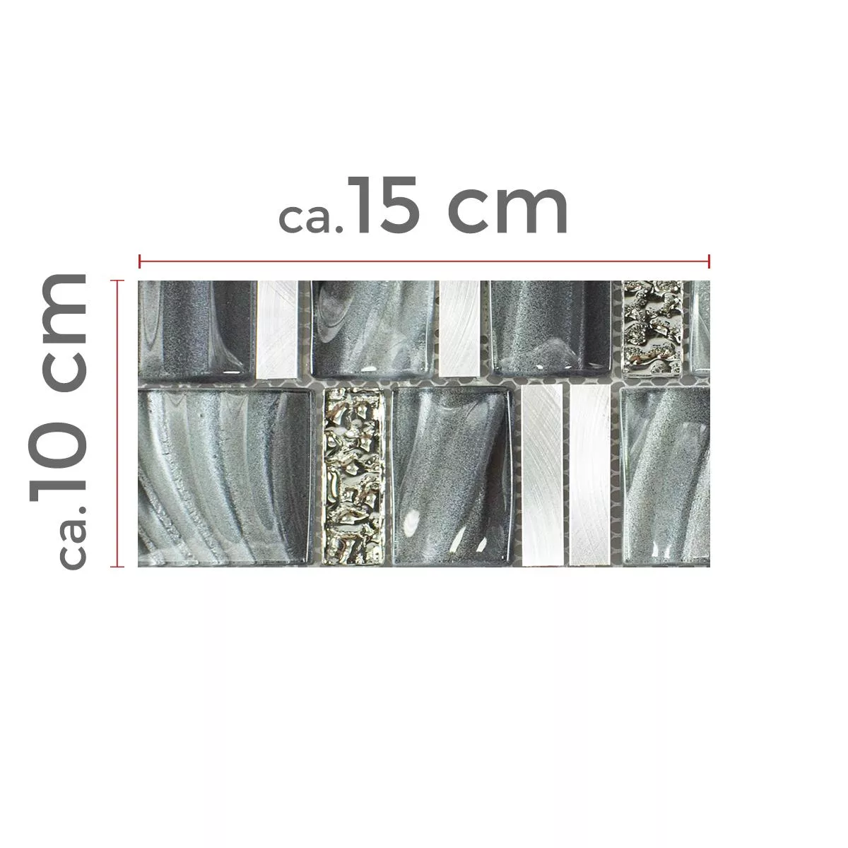 Sample Glass Metal Mosaic Tiles Union Grey Silver