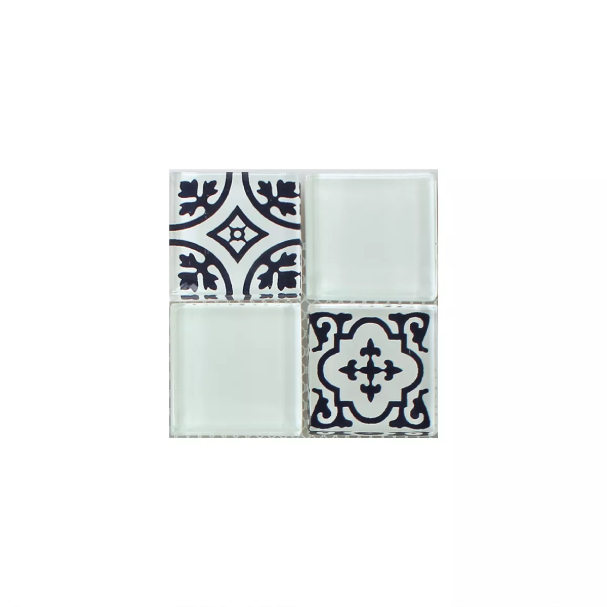 Padrão de Azulejo Mosaico Vidro Barock Ornamento Branco