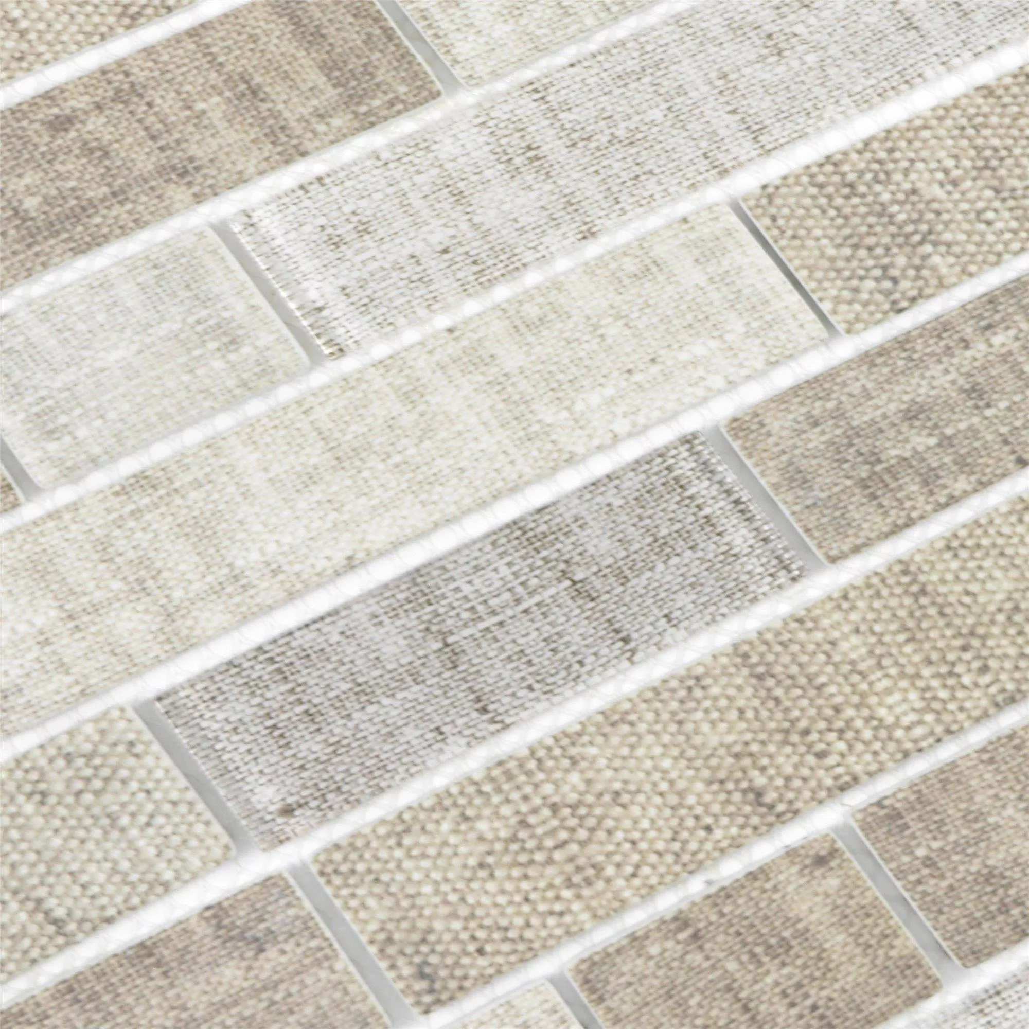 Glass Mosaic Tiles Lyonel Textile Optic Brick Beige