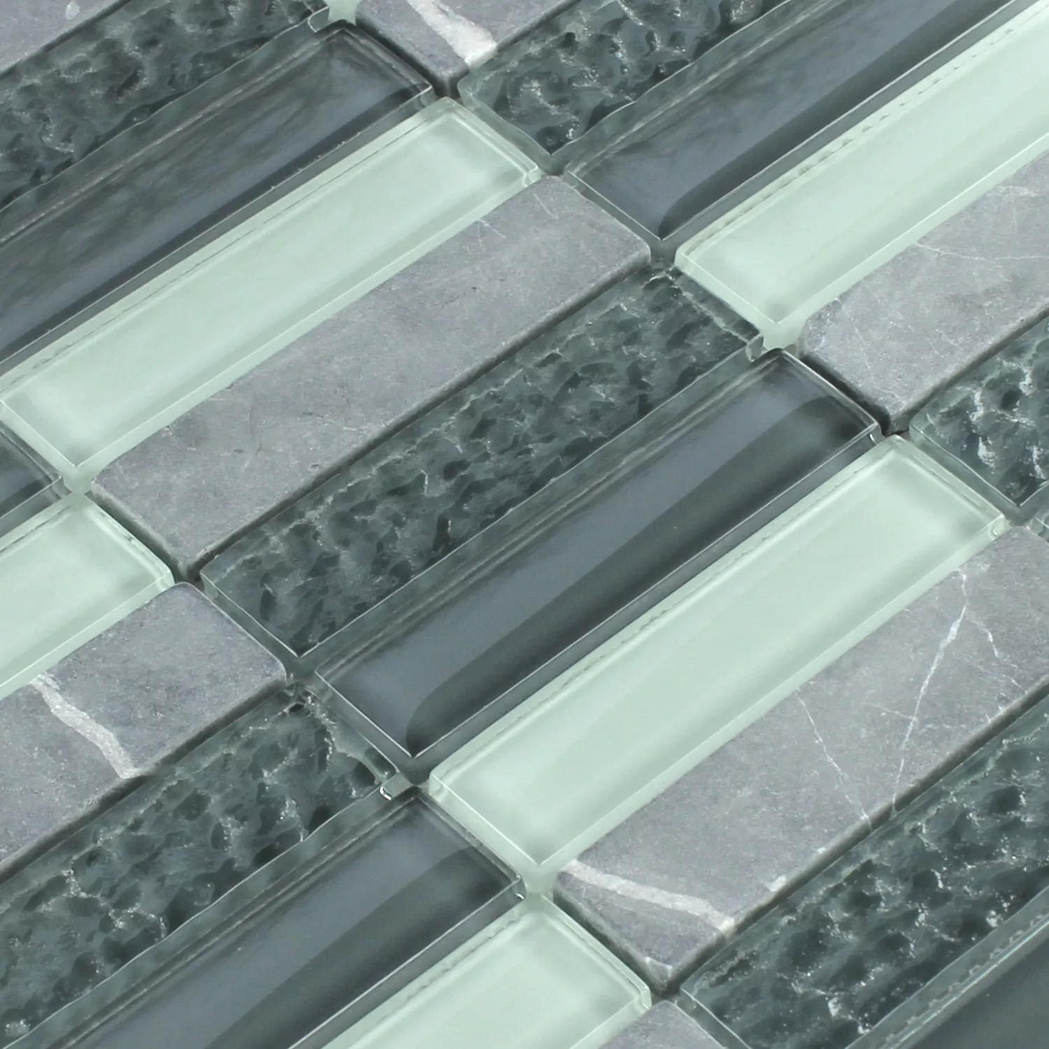 Mosaikfliesen Glas Marmor Grau Mix 25x100x8mm
