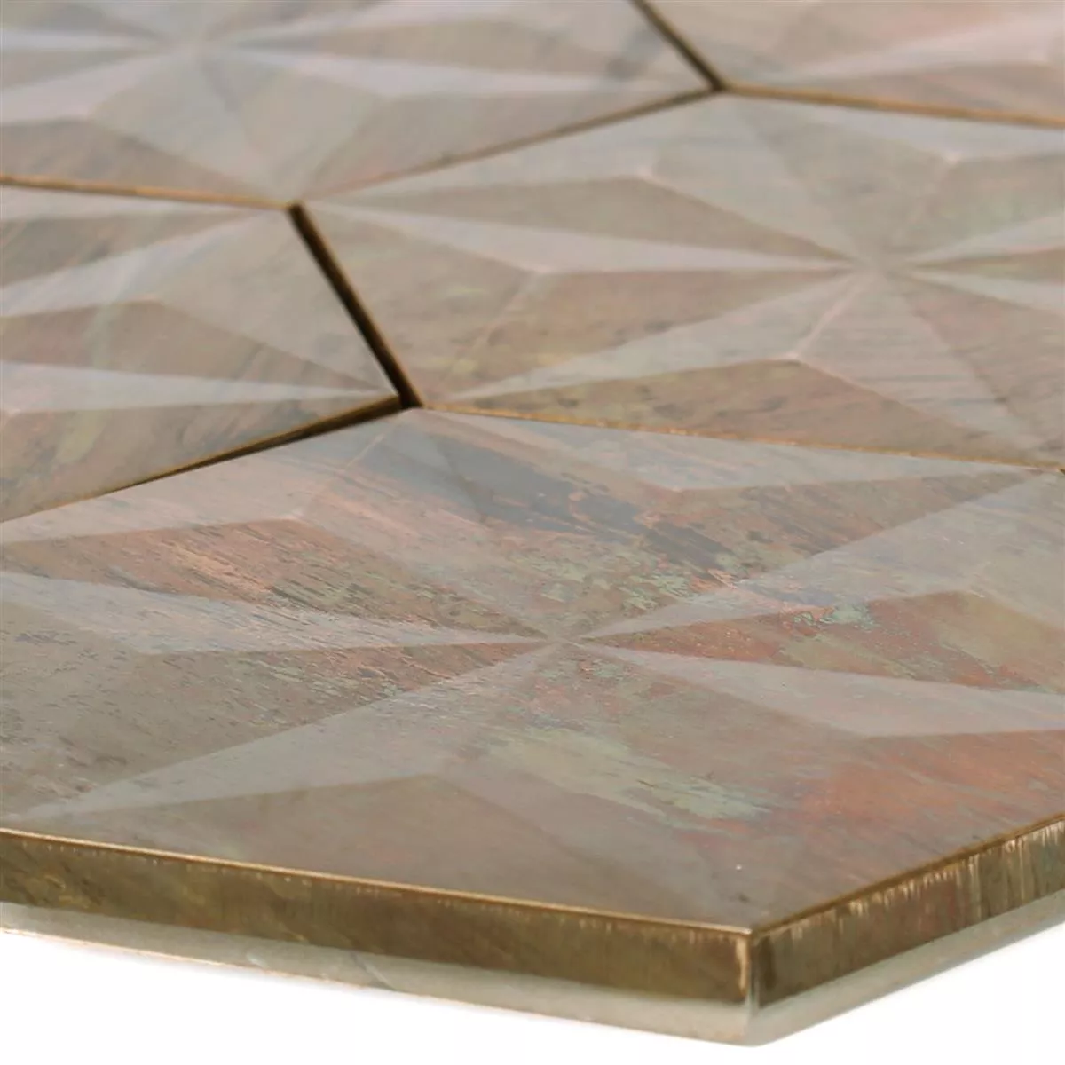 Metall Kupfer Mosaikfliesen Myron Hexagon 3D
