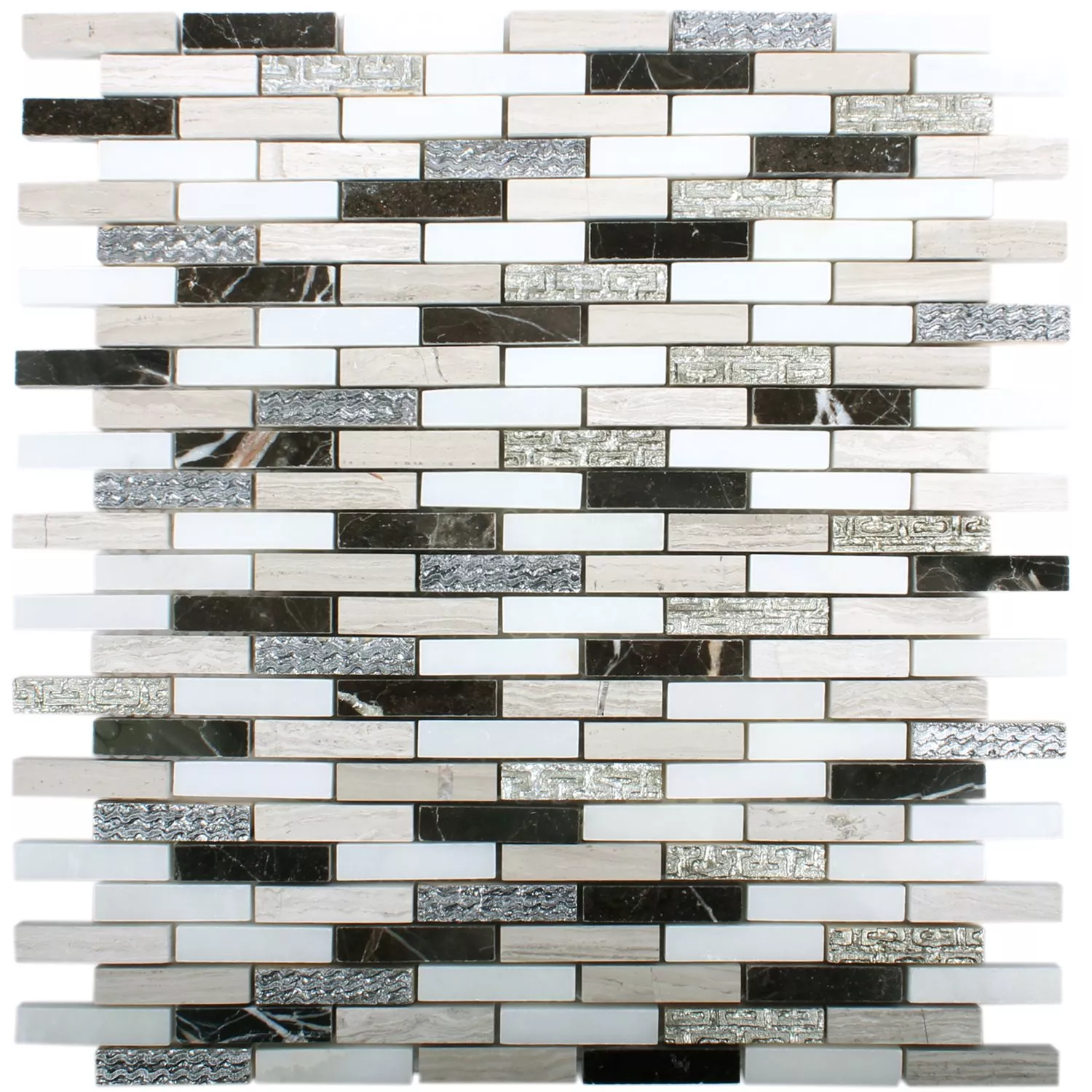 Padrão de Azulejo Mosaico Sicilia Prata Marrom Branco Cinza Brick