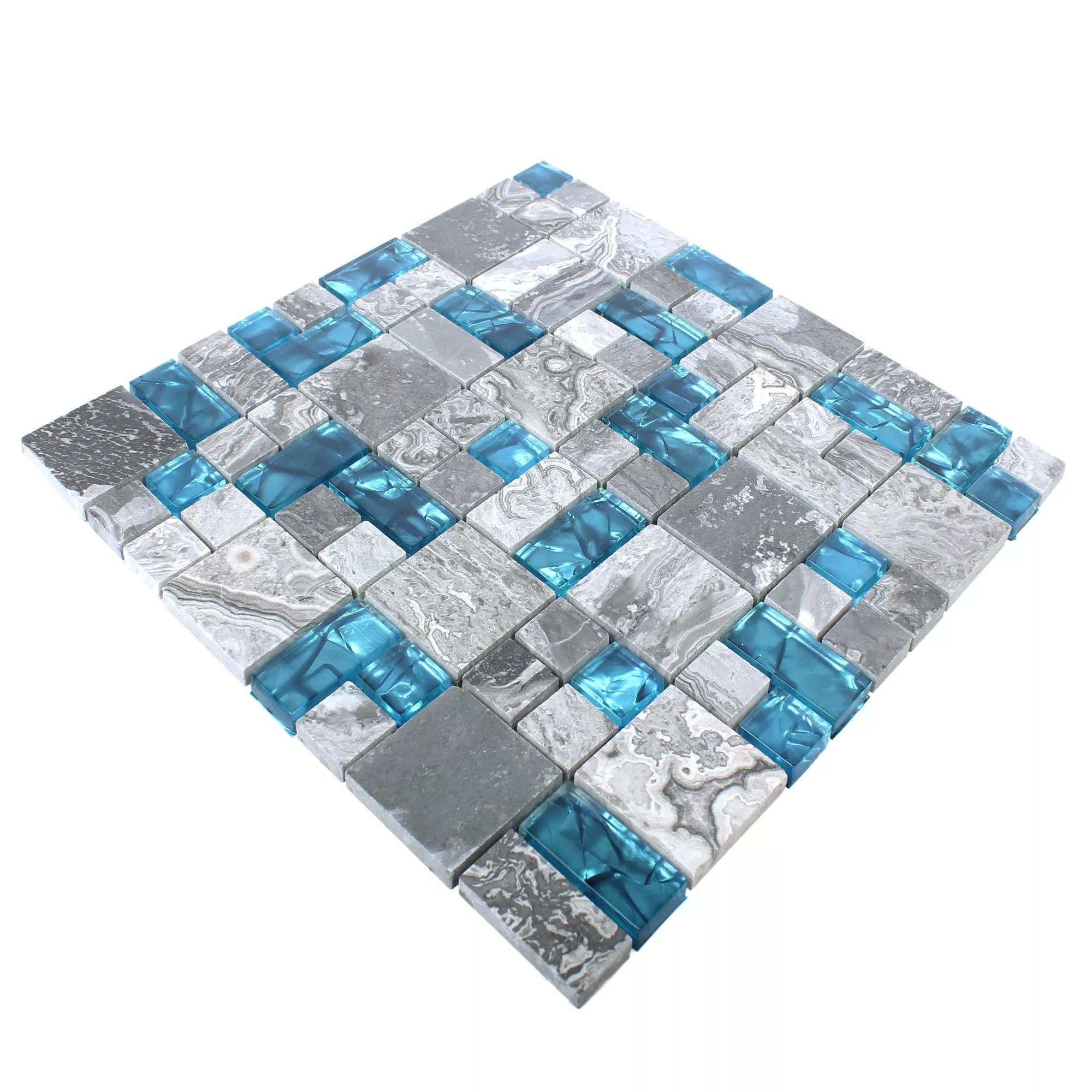Padrão Mosaico De Vidro Ladrilhos De Pedra Natural Sinop Cinza Azul 2 Mix