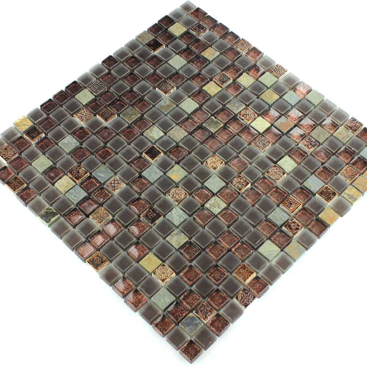 Üveg Mészkő Kvarcit Mozaik Csempe Csillám 15x15x8mm