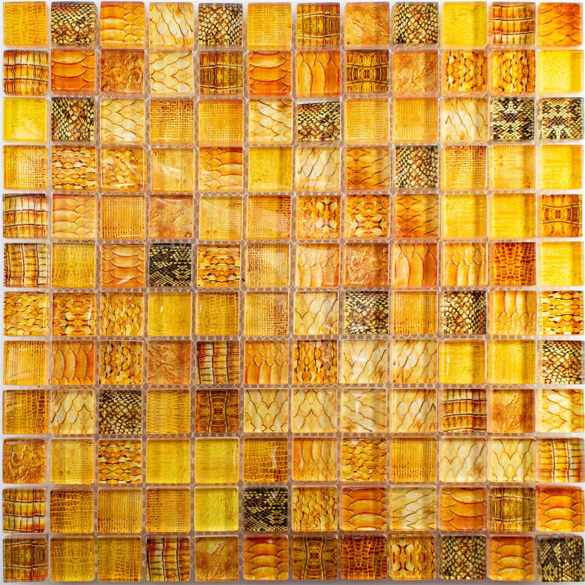 Mønster fra Glass Mosaikk Fliser Python Oransje 23