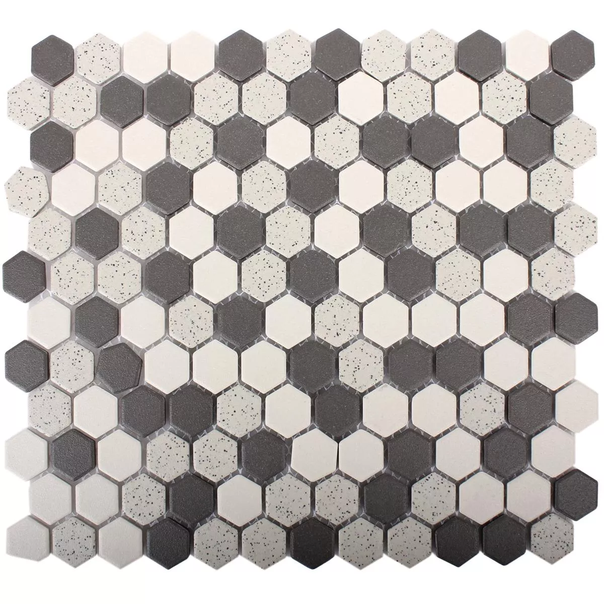 Πρότυπο από Kεραμικά Ψηφιδωτά Πλακάκια Monforte Εξάγωνο Μαύρος Γκρί