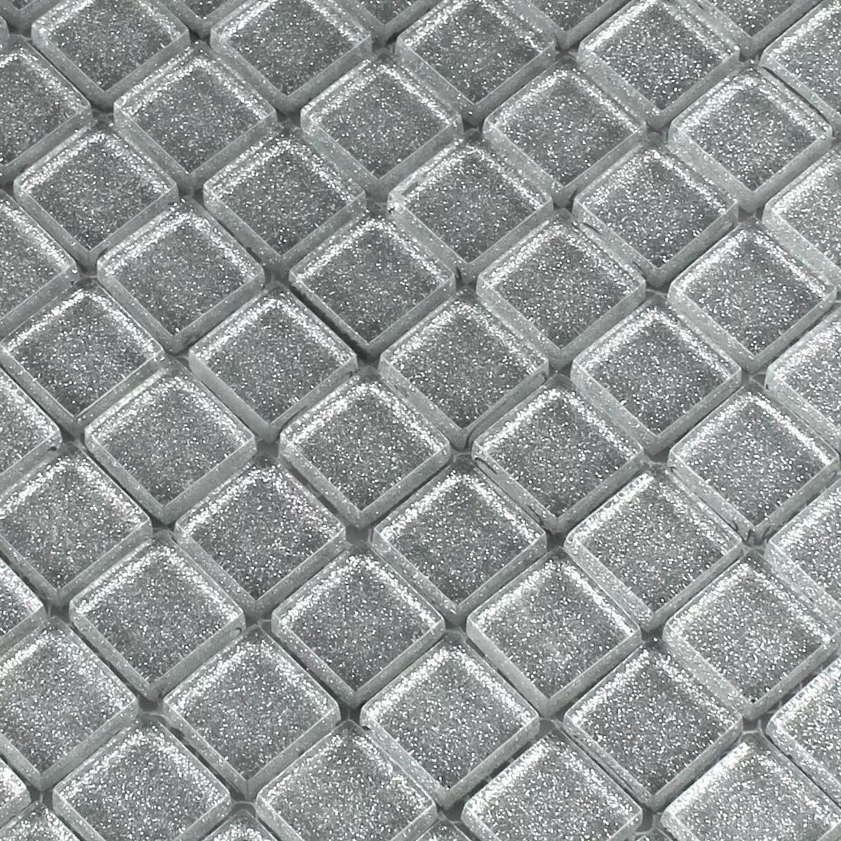 Muster von Mosaikfliesen Glas Silber Glitzer 