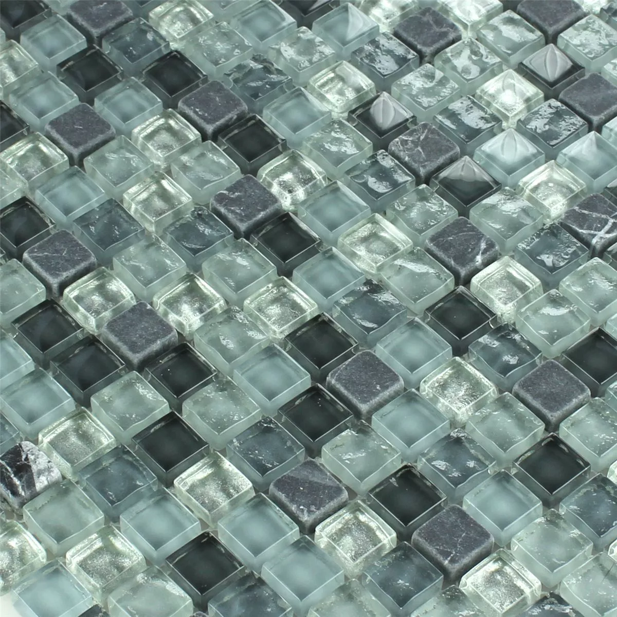 Marmor Glasmosaik Grå Mix 15x15x8mm