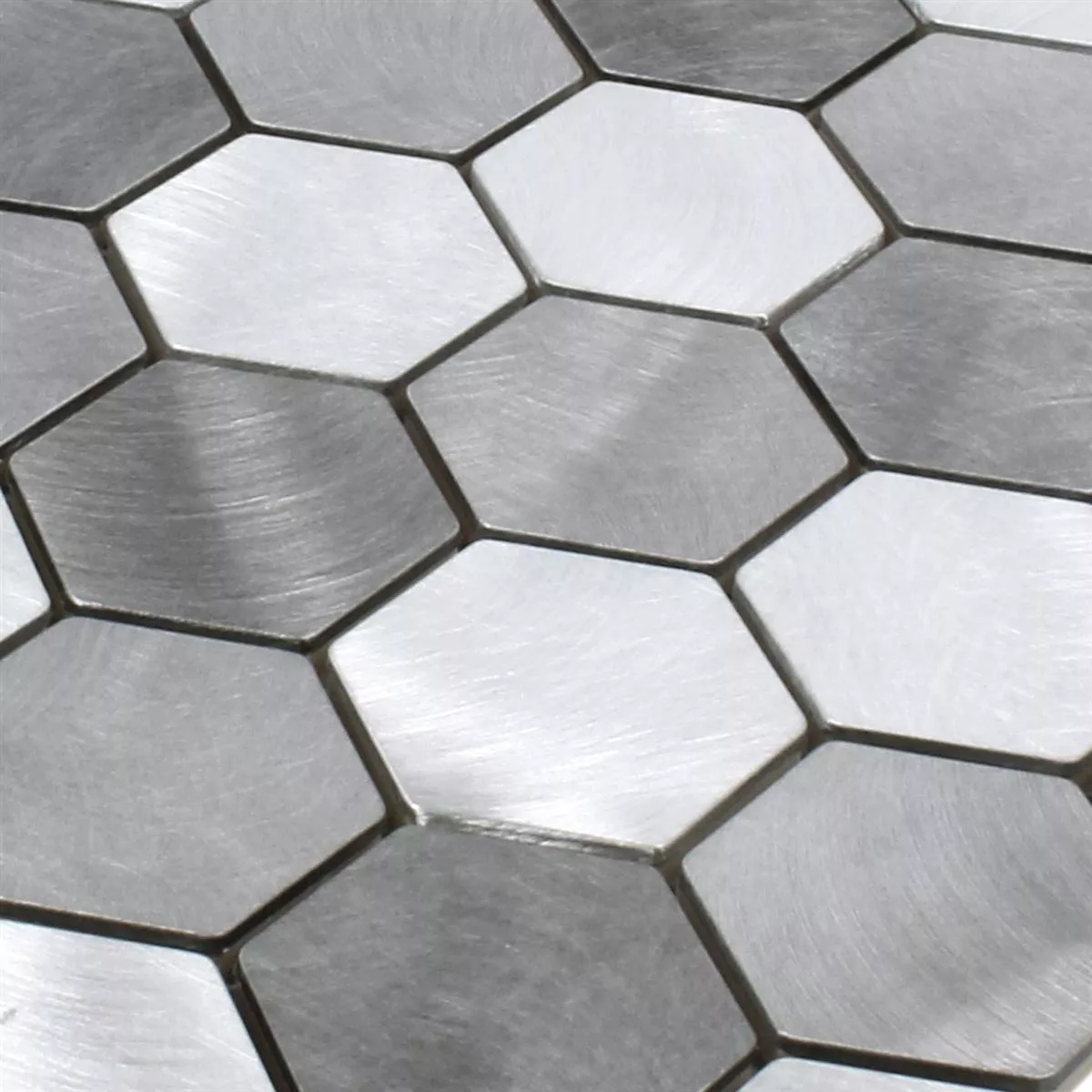 Mosaik Aluminium Manhatten Hexagon Grå Silver