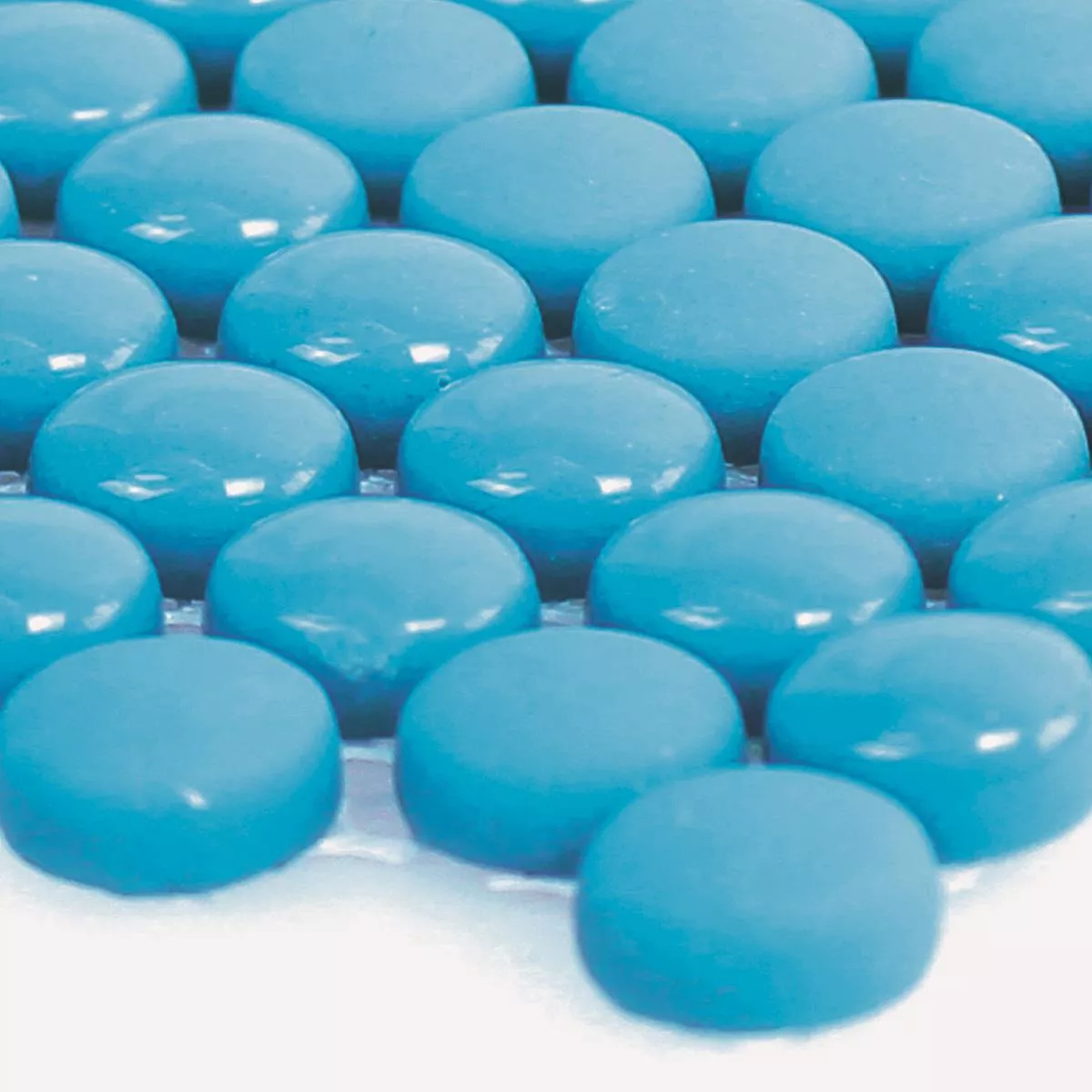 Échantillon Mosaïque En Verre Carrelage Bonbon Rond Eco Bleu