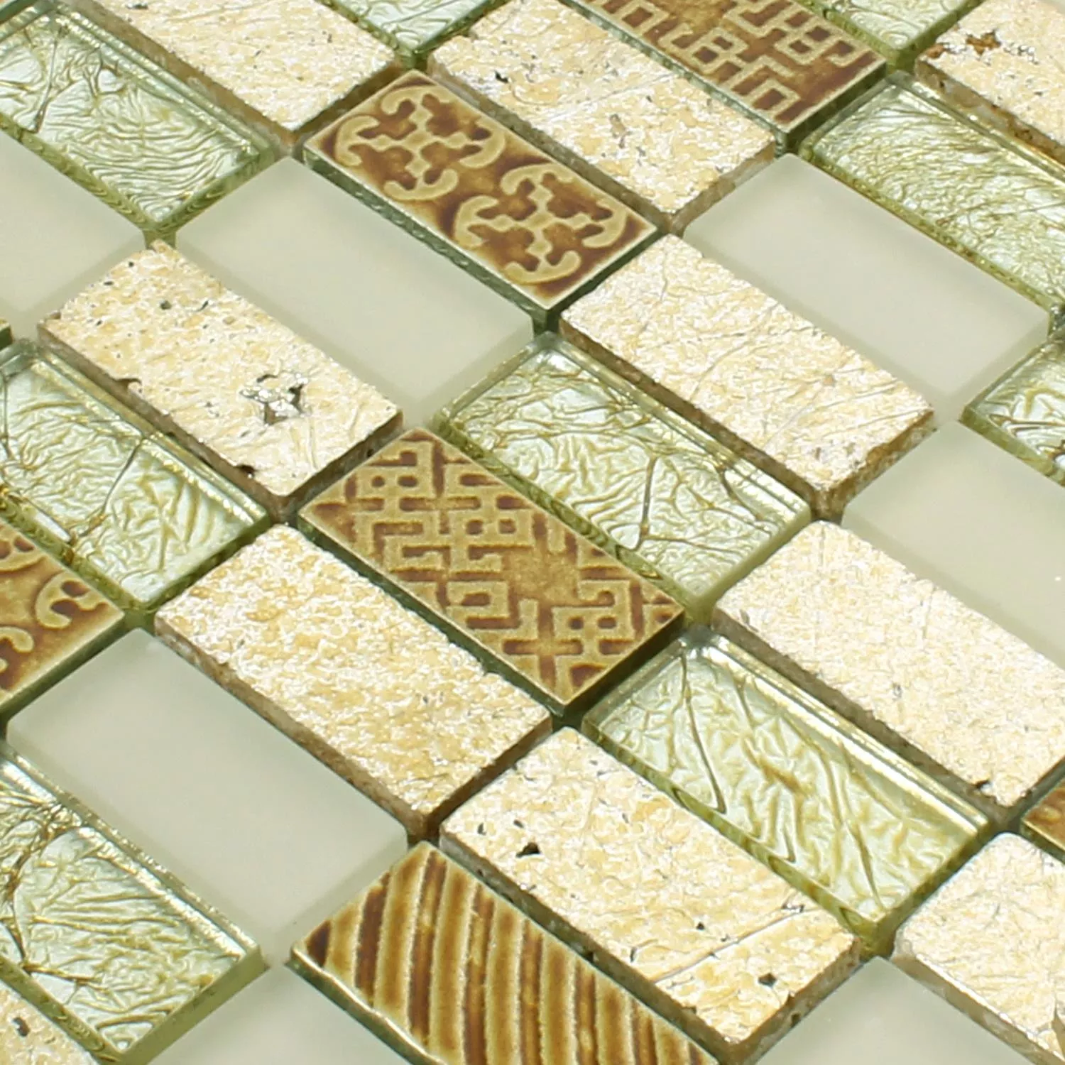 Sample Mosaic Tiles Glass Natural Stone Piroshka Gold