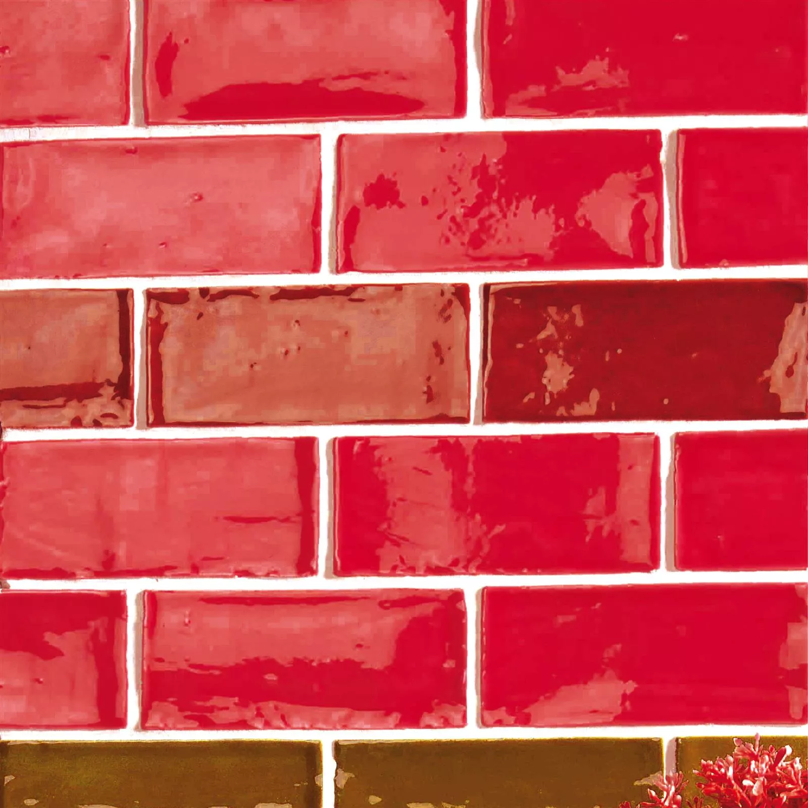Seinälaatta Algier Käsintehty 7,5x15cm Punainen