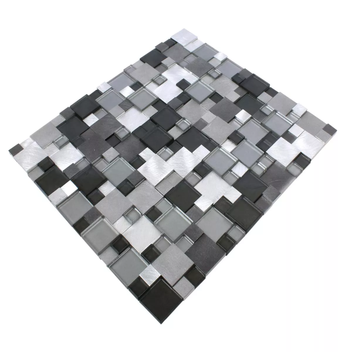 Mosaik Glas Aluminium Condor 3D Svart Mix