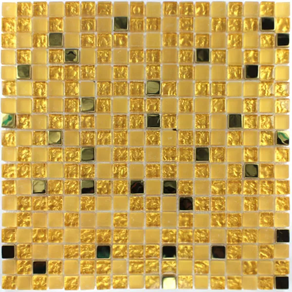 Mosaic Tiles Glass Stainless Steel Gold