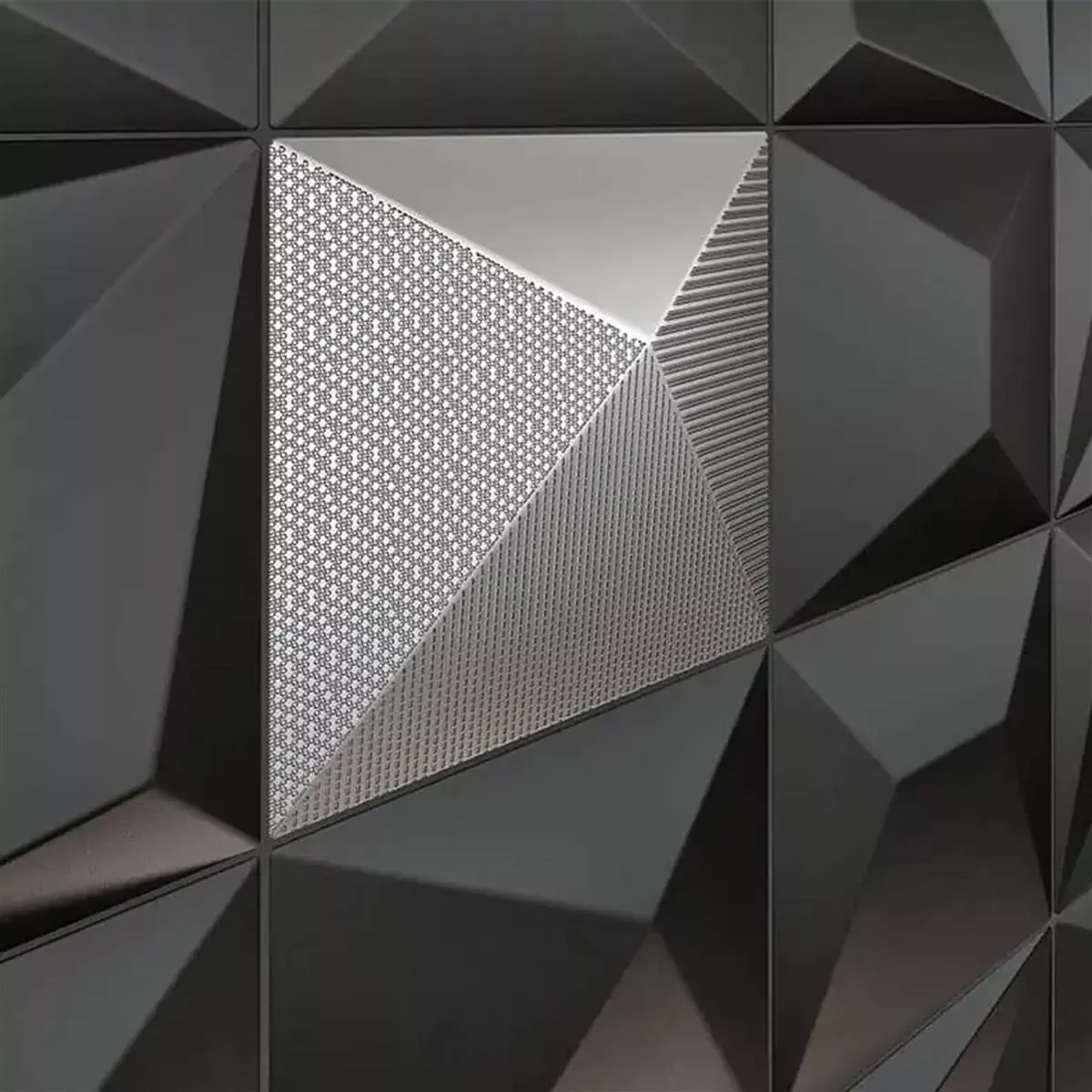 Płytki Ścienne Skyline 3D Techno Ekskluzywny Strukturalny Srebrny
