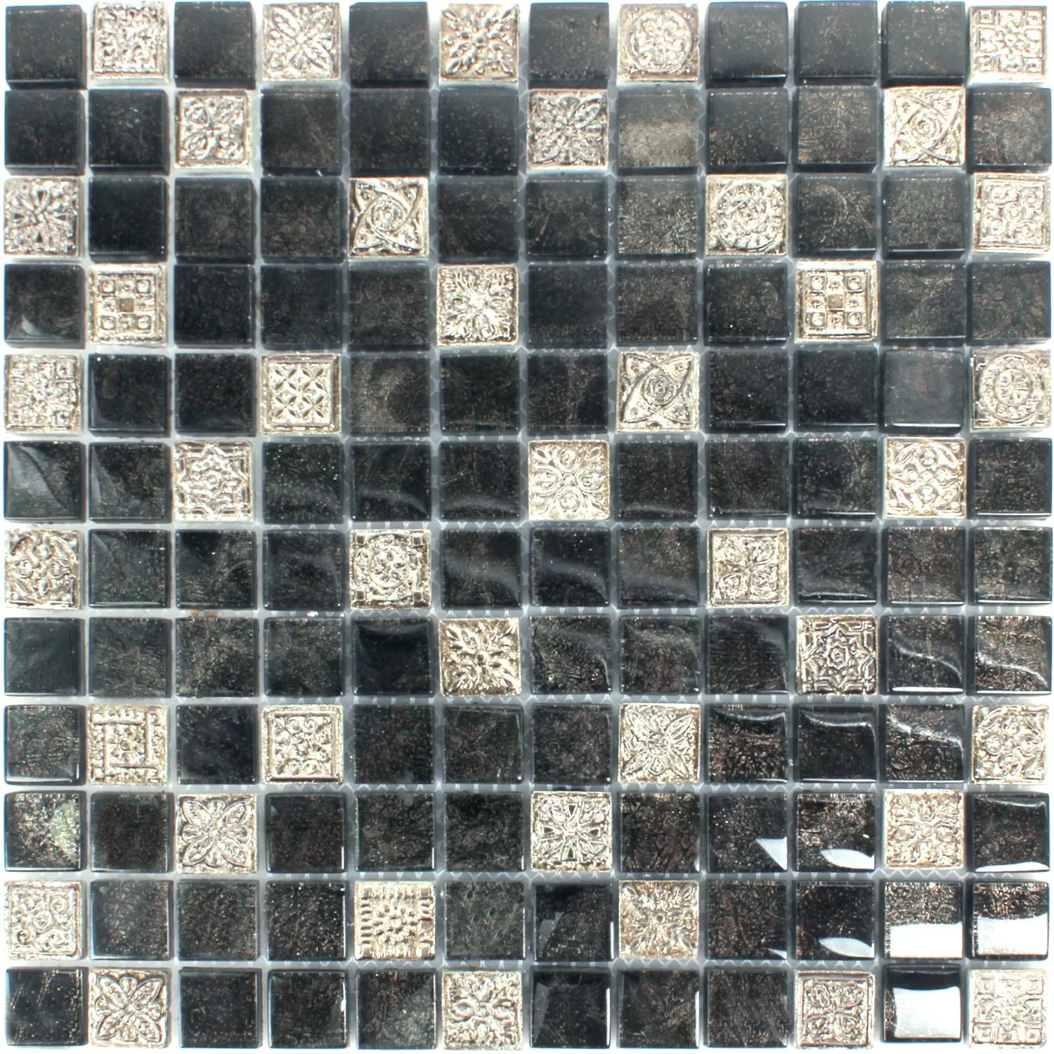 Sample Mosaic Tiles Glass Natural Stone Coloniale Anthracite