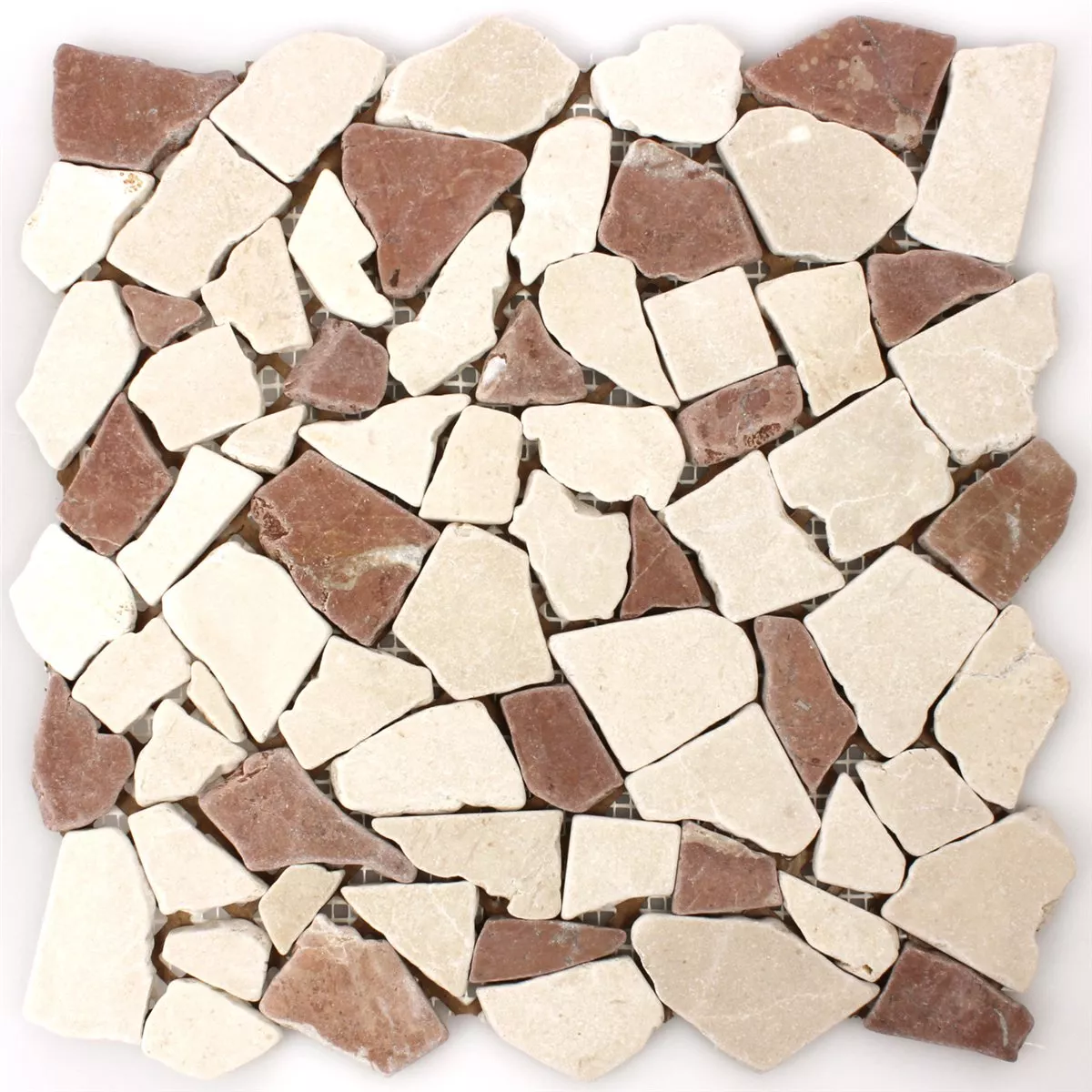 Mosaic Tiles Broken Marble Rosso Verona Botticino