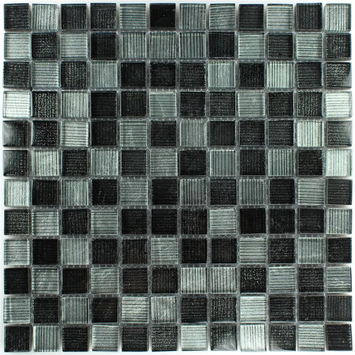 Plăci De Mozaic Sticlă String Negru Gri In Dungi