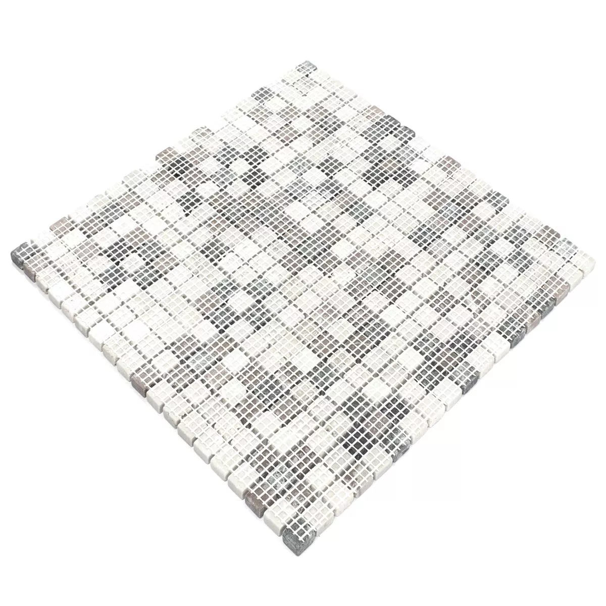 Sample Natural Stone Glass Aluminium Mosaic Tiles Stilo Light Grey Silver