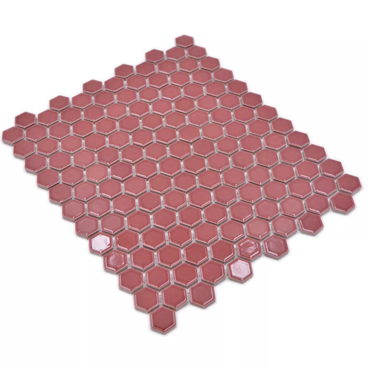 Mønster fra Keramisk Mosaikk Salomon Sekskant Bordeaux Rød H23