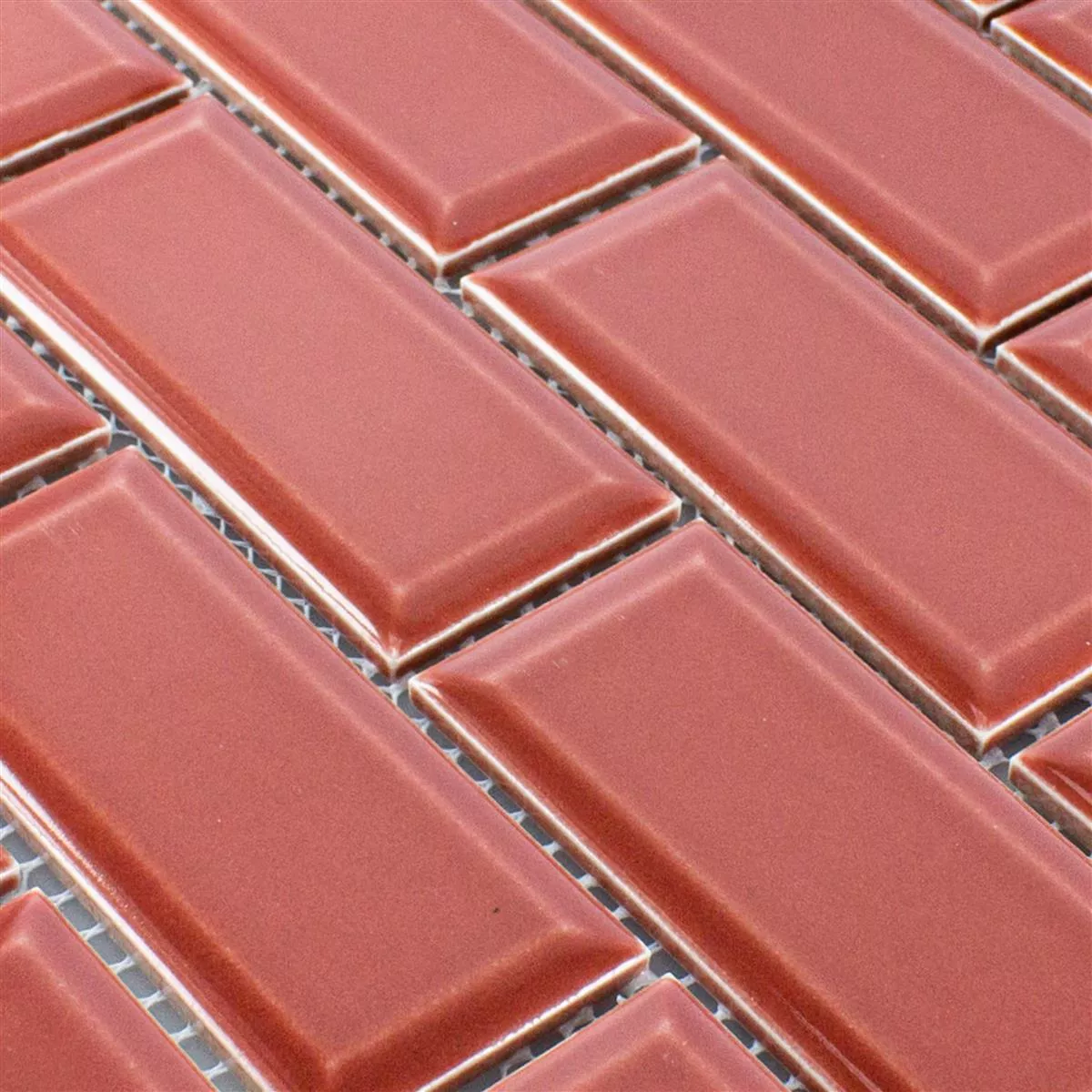 Próbka Ceramika Mozaika StPauls Metro Z Faset Czerwone