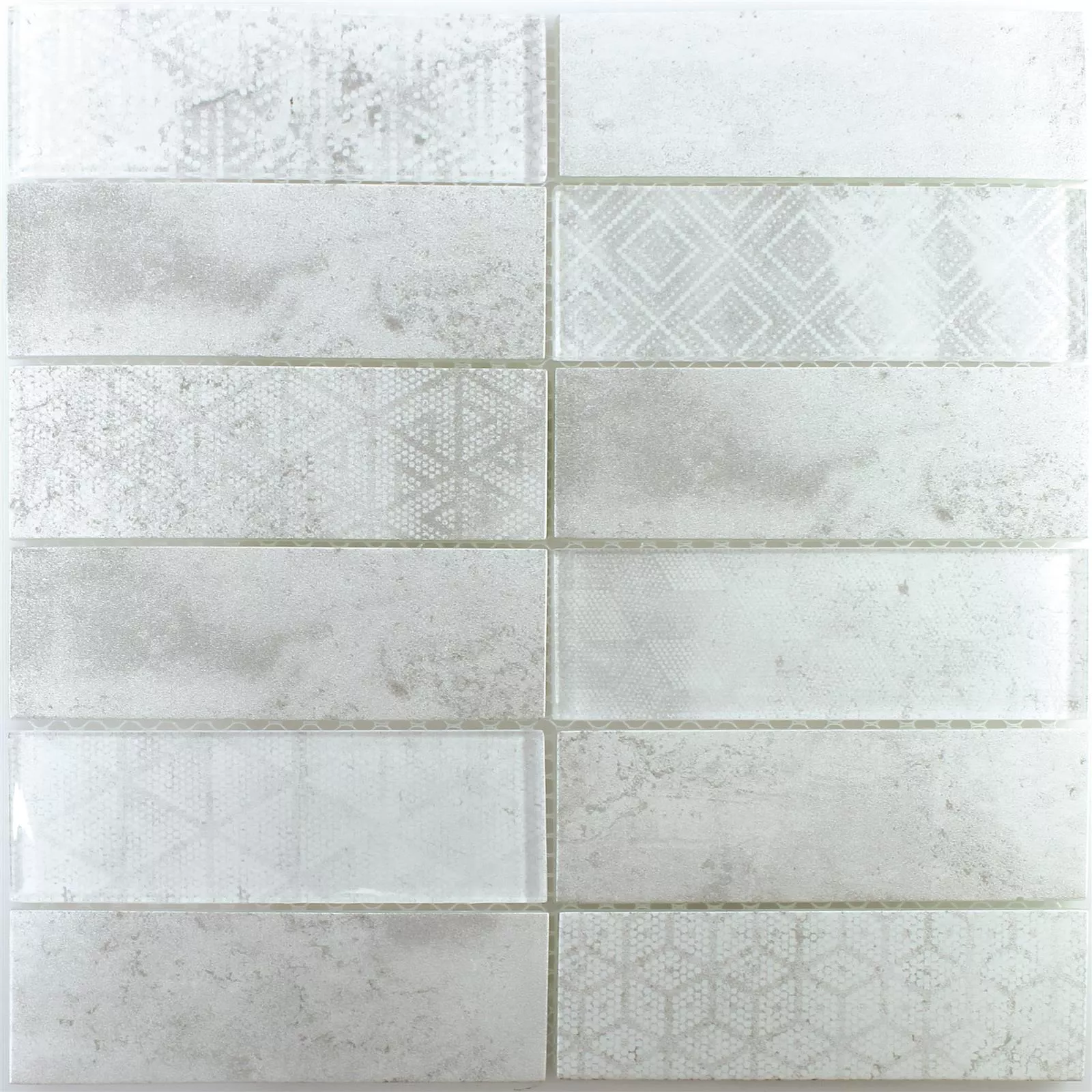 Sample Glass Mosaic Tiles Patras Grey White