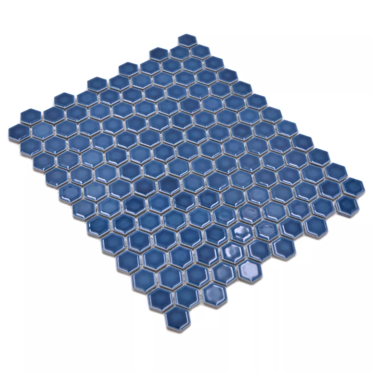 Model din Mozaic Ceramic Salomon Hexagon Albastru Verde H23
