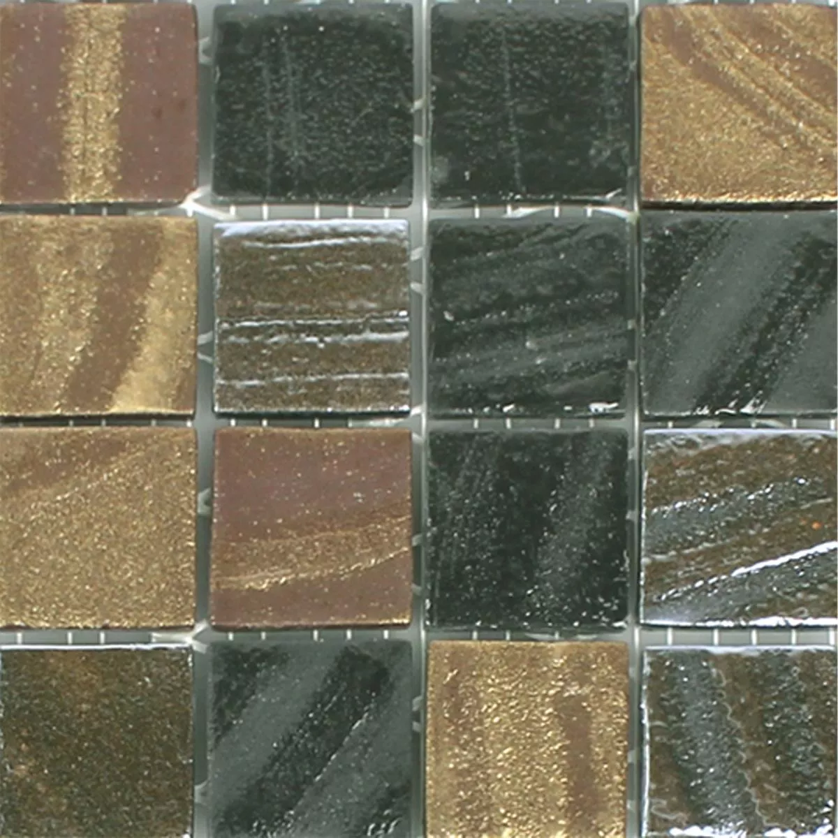 Sample Glass Mosaic Tiles Mascota Black Gold Bronze