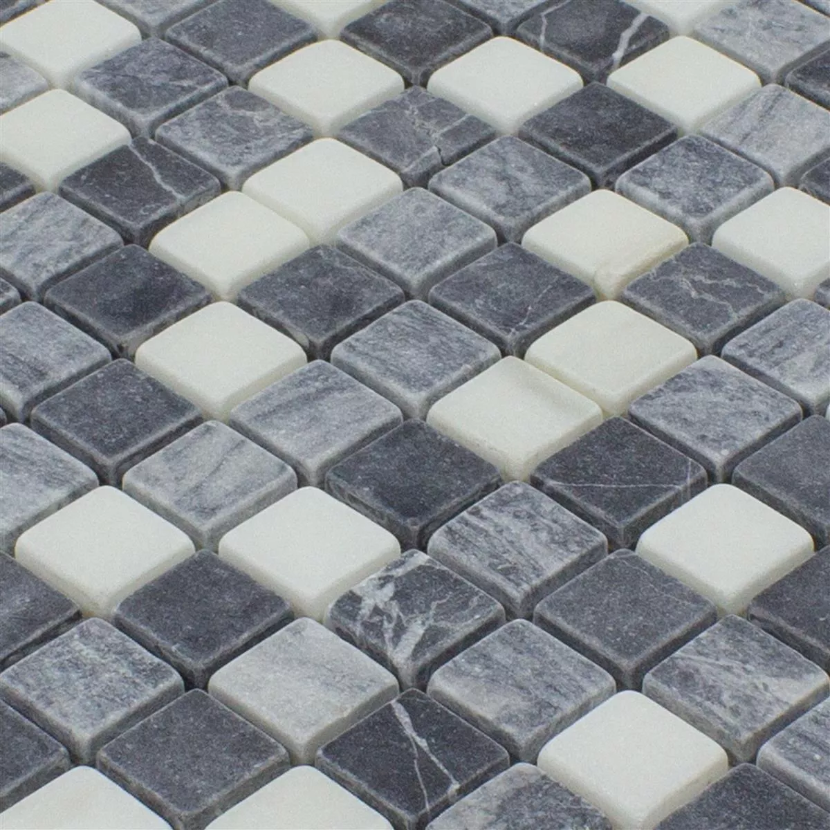 Marmor Naturstein Mosaik Fliesen Stanford Grau Weiß