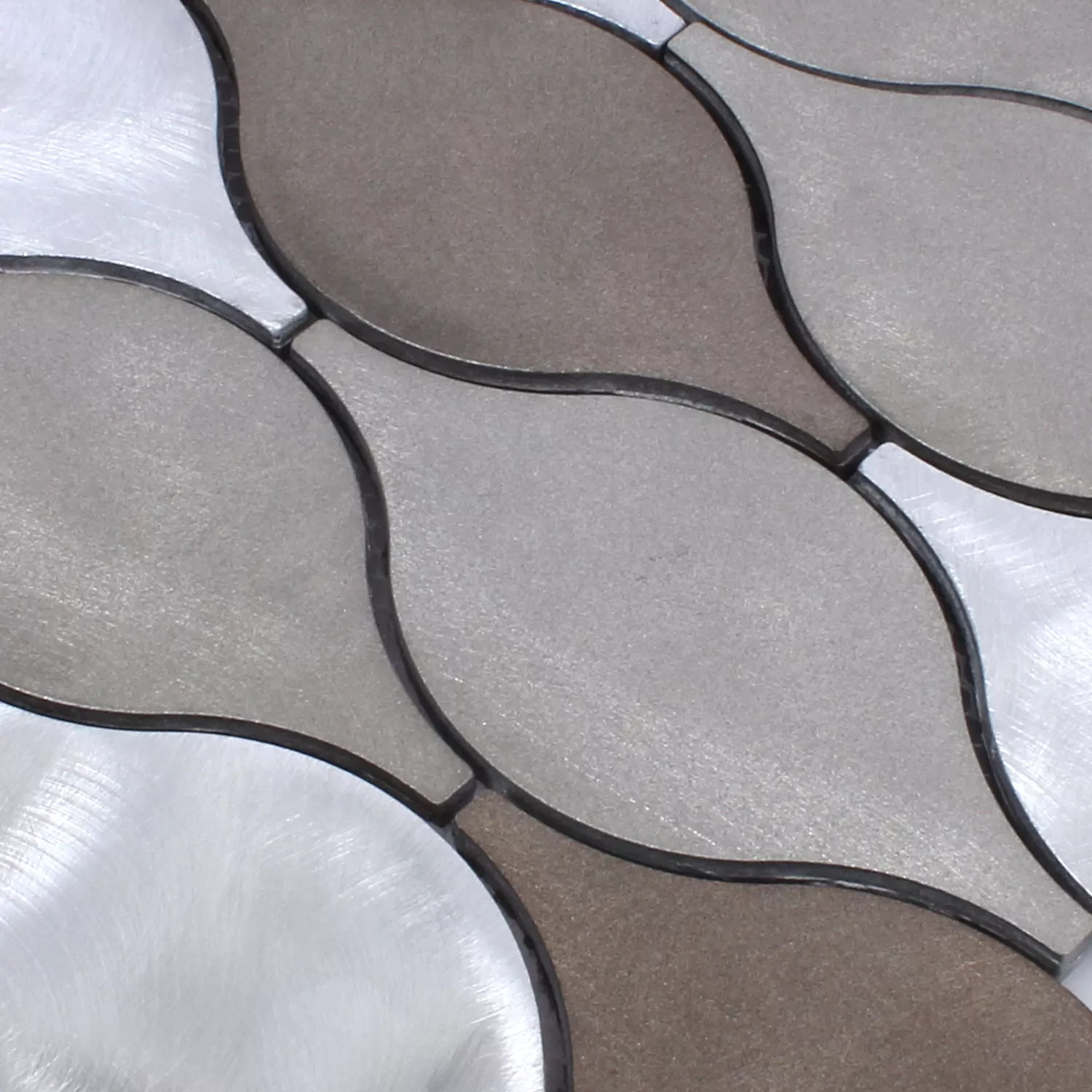 Sample Mosaic Tiles Aluminium Beverly Brown Silver