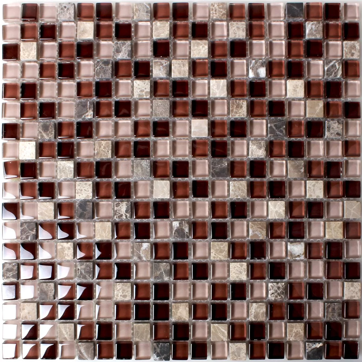 Mozaik Csempe Üveg Üveggolyó Barna Mix
