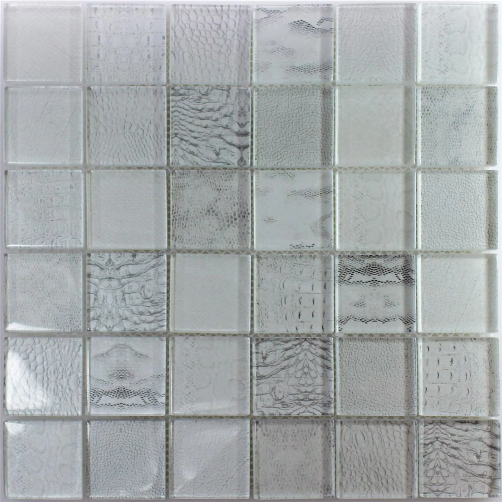 Mønster fra Glass Mosaikk Fliser Python Lysegrå