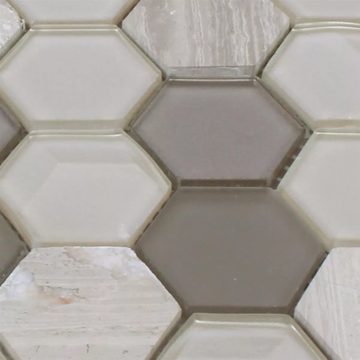 Azulejos De Mosaico Cristal Piedra Natural Hexagonales Gris Claro 3D