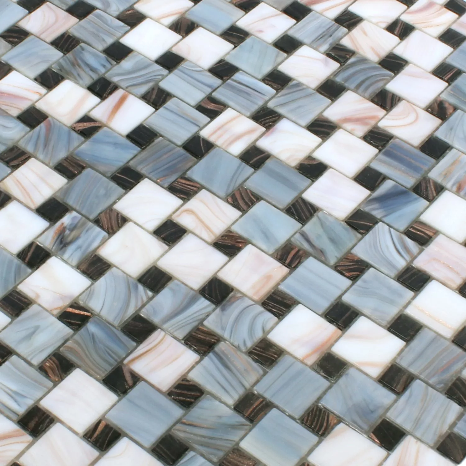 Padrão de Azulejo Mosaico Vidro Tahiti Cinza Branco