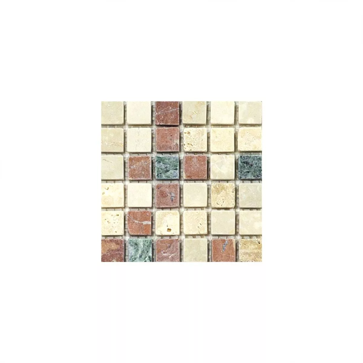 Prøve Marmor Mosaik Antebia Creme Beige Rød Grøn