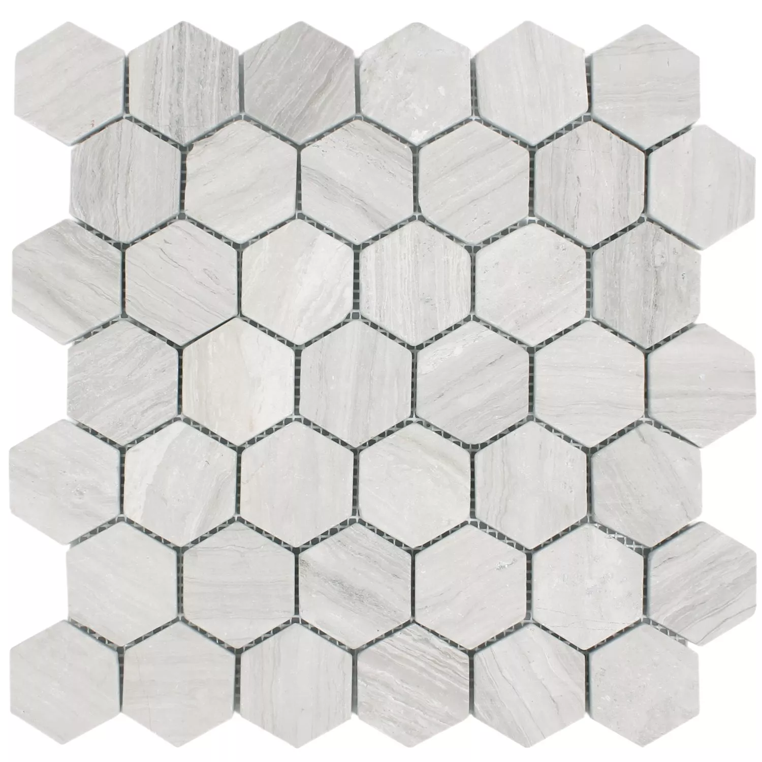 Prov Mosaik Marmor Tarsus Hexagon Grå