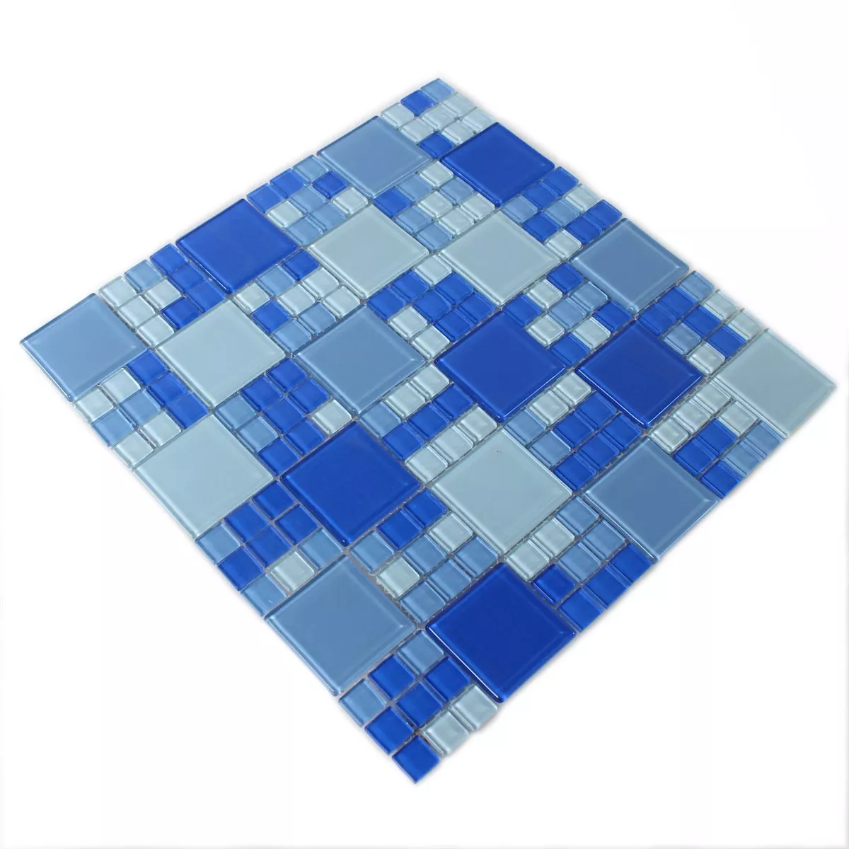 Sample Mosaic Tiles Glass Blue Light Blue Mix