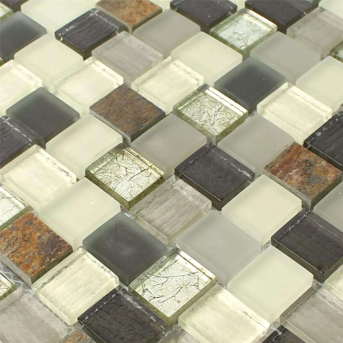 Muster von Glas Naturstein Mosaikfliesen Ortega Rustik