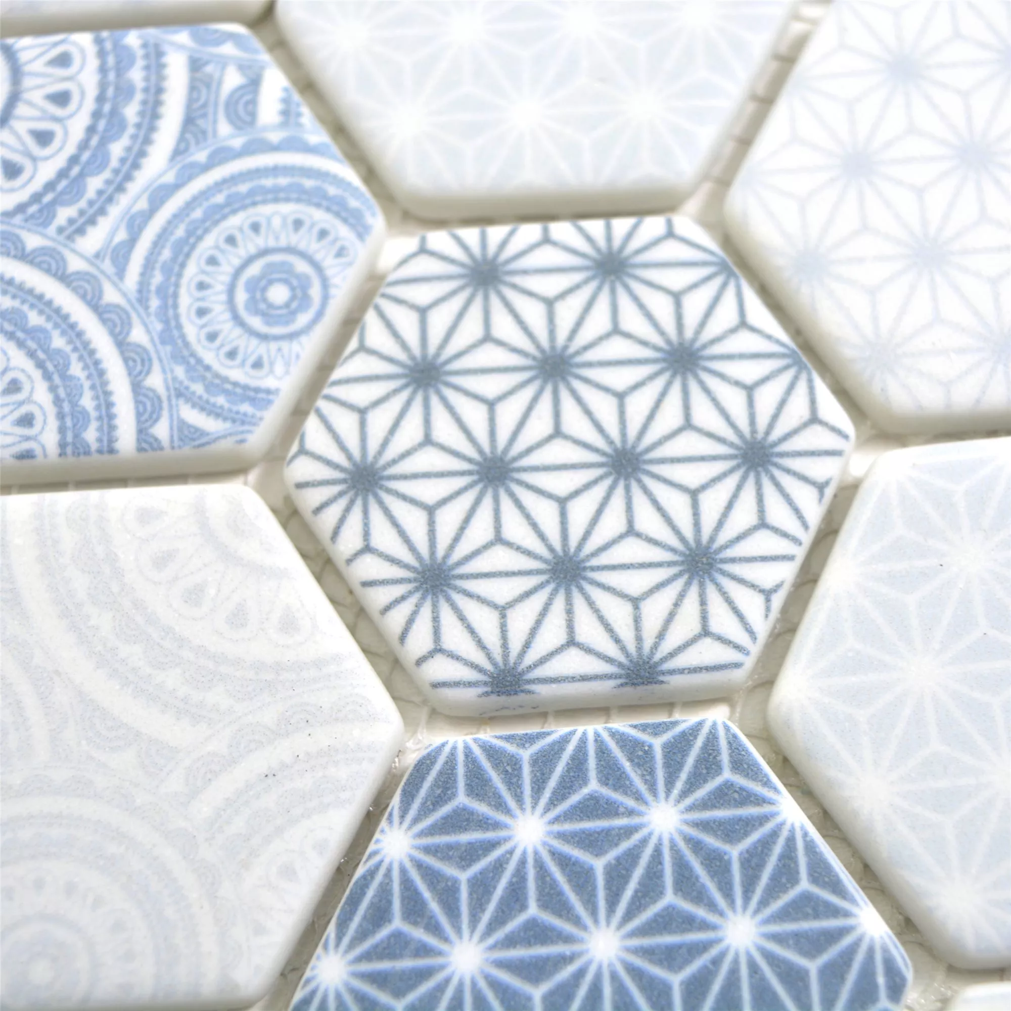 Sample Glass Mosaic Tiles Acapella Light Blue Hexagon