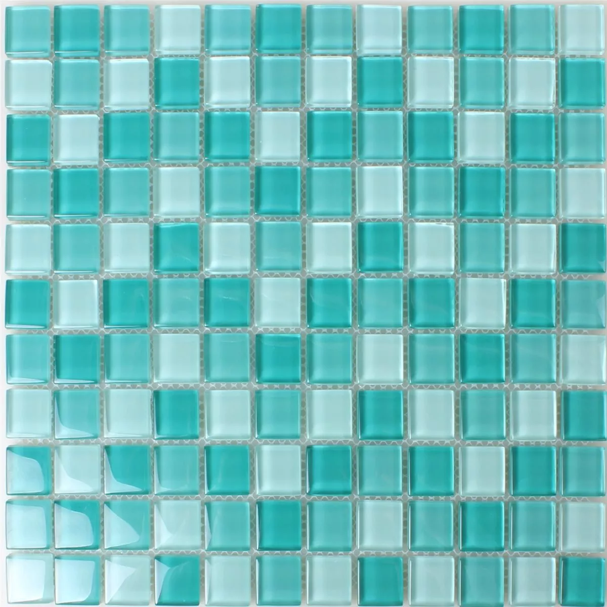 Mozaika Szklana Płytki Zielony Mix 25x25x8mm