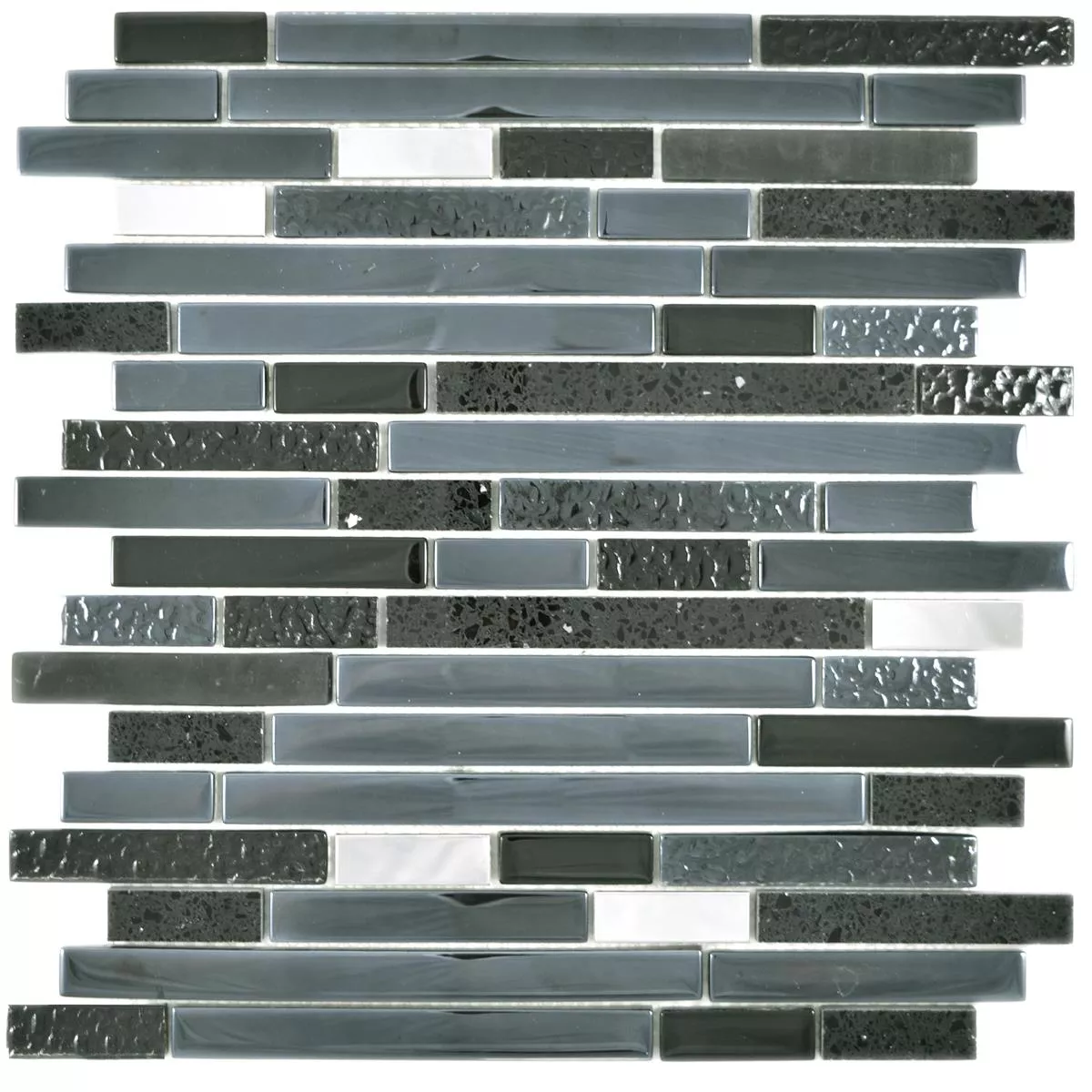 Glass Stone Stainless Steel Mosaic Wilmont Black Silver